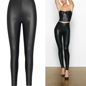 SKIMS Black Leather Leggings